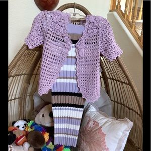 A crocheted top and a Topshop knitted skirt